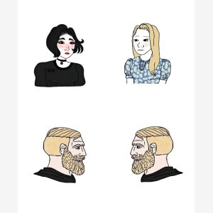 Boys Vs Girls Empty Template   Wojak   Doomer Girl, Trad Girl, Yes Chad meme template