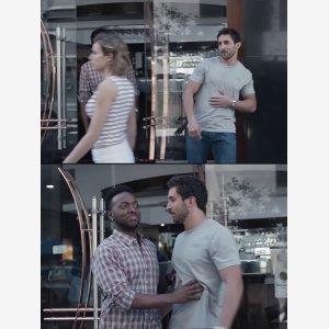 Bro! Not Cool Empty Template   Ad Pub Gilette Men Looking Girl V1 Homme Bloque Arette Femme Stop Black meme template