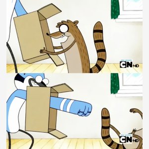 Mordecai Punches Rigby Through A Box Template   Bad Surprise meme template
